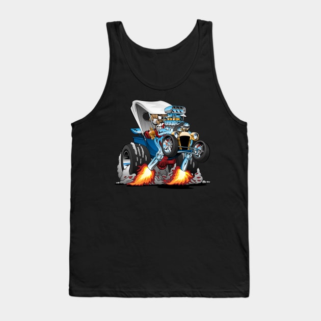 Custom T-bucket Roadster Hotrod Cartoon Illustration Tank Top by hobrath